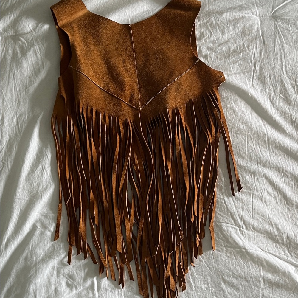 Authentic 1970s Brown Fringe Suede Vest - Picture 2 of 4